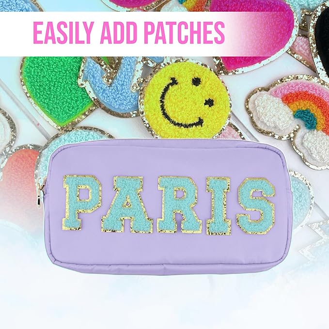 DANCOUR Nylon Makeup Bags for Women Large Preppy Travel Toiletry Pouch Cosmetic Bag Makeup Organizer