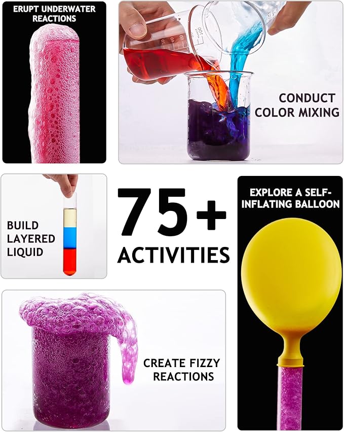 Japace Science Kits for Girls Age 4-5-6-7-8, Christmas Birthday Gifts Ideas, 75+ Cool Chemistry Experiments, Learning & Education Toys for Kids 4-8