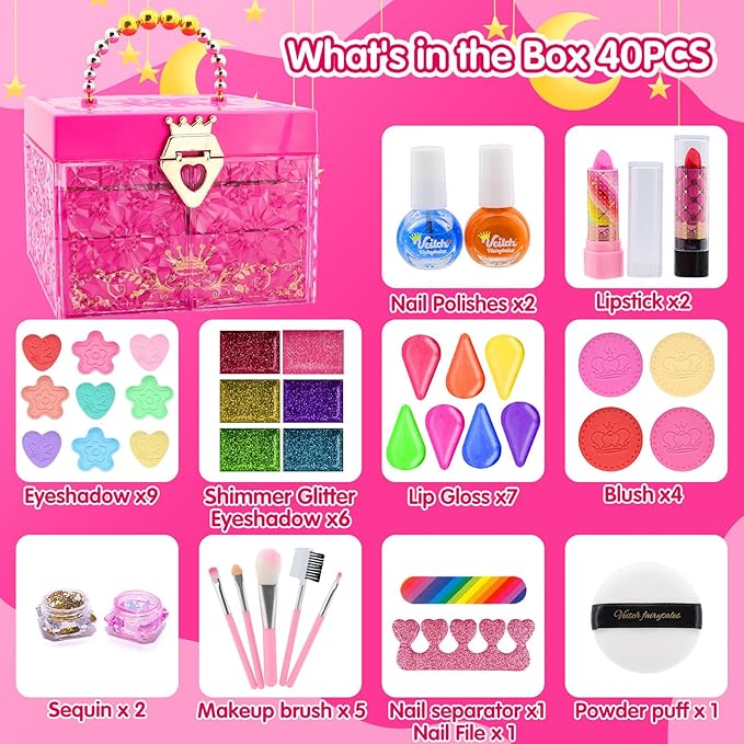 Kids Makeup Kit Girl Toys for Gifts - Gift Makeup for Kids & Washable Makeup Girls Princess Birthday Gift,Kids Play Make Up Set Makeup Vanities for Girls Toys Age 4 5 6 7 8 9