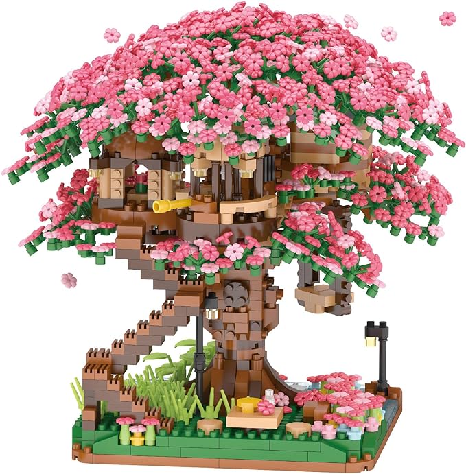 Cherry Blossom Tree Building Set,(2008pcs) Flowers Bonsai Tree Mini Blocks Kit for Adult,Japanese Sakura-Tree House Building Blocks Set,Gift Ideas for Girls 8 10 12 14+