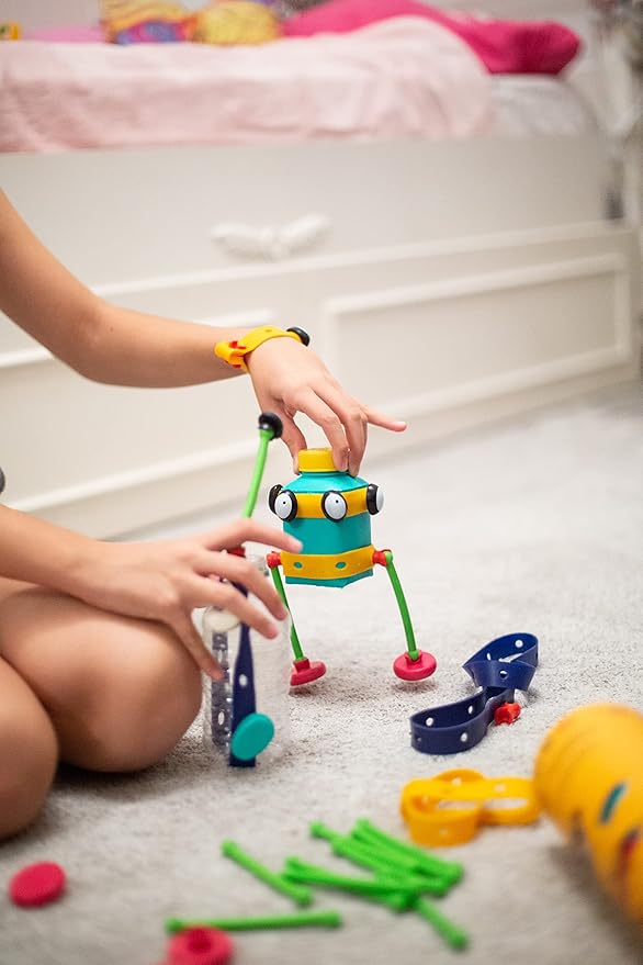 Open-Ended Educational Construction Arts and Crafts Building Toy Kit DIY Imaginative Recycling Toy-Making kit for Kids of All Ages Advanced 64 Pcs Set