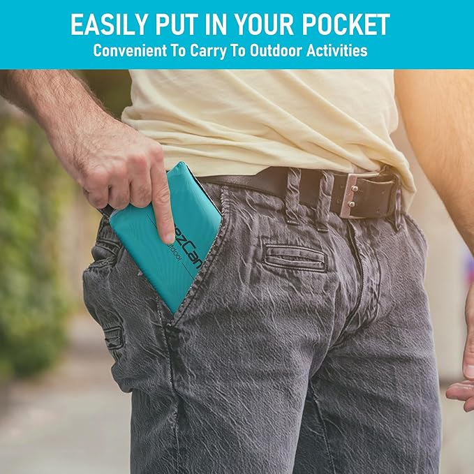 BreezCamp Inflatable Seat Cushion, Lightweight Stadium Seat Pad, Camping Accessories Chair Pad for Airplane Travel, Hiking, Climbing, Home and Office,Peacock Blue