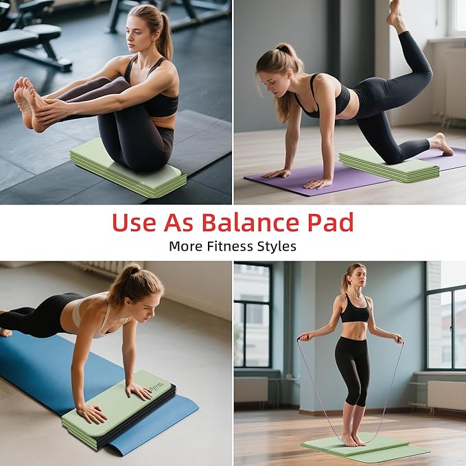 1/2 Inch Extra Thick Yoga Mat Pilates Equipment, 69"x24" Odorless Workout Mats for Home Gym, Non-slip Exercise Mats for Women Men Home Workout, Foldable Yoga Mats for Travel Camping Sleeping