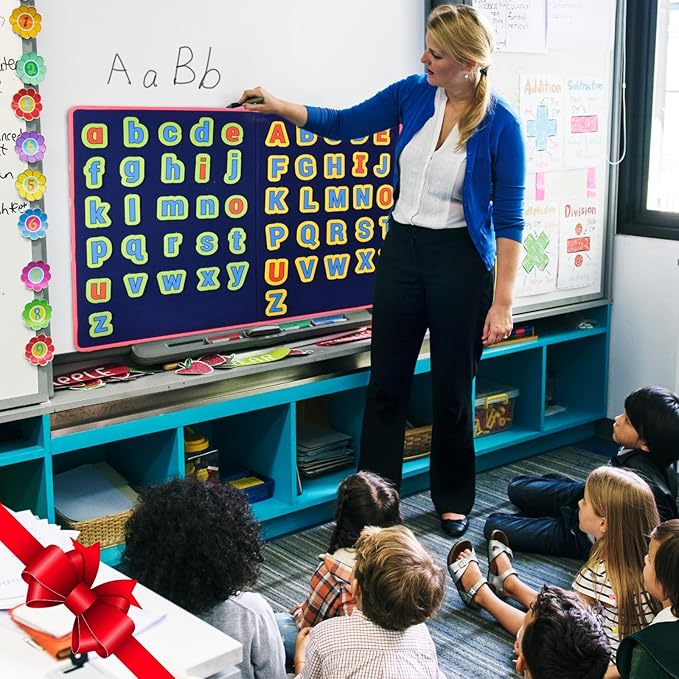 CHEFAN Large Felt Flannel Board 31.5 * 23 in, Foldable Freestanding Felt Story Learning Board for Toddlers, Double-Sided Use for Preschool Classroom, Multi Felt Pieces Can Be Used, Gifts for Kids