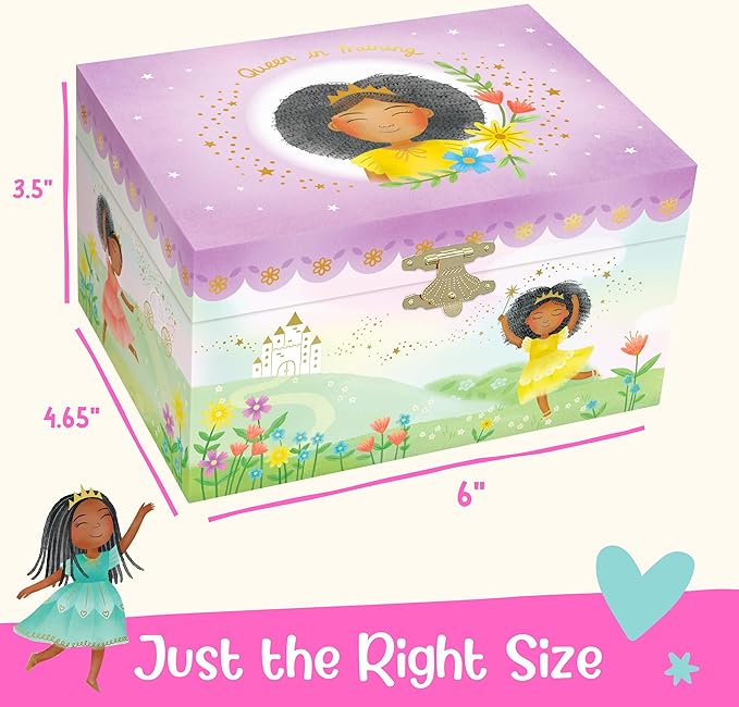 Ballerina Jewelry Box - Ballerina Gifts for Girls Age 4-6- Kids Jewelry Box with Spinning Ballerina - 6 x 4.7 x 3.5 in