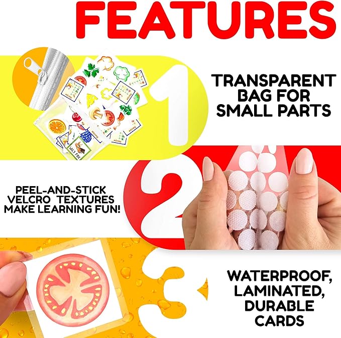 USA Sensory Pizza Book Toys for Autistic Children, Toddler Speech Therapy Toys for Fine Motor Skills, Autistic Toys for Boys and Girls, Montessori Toys for Toddlers (Speech Therapy Yellow)