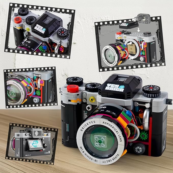 Retro Camera Mini Building Set for Adults, Black Classic Vintage Camera Model, Creative Gifts Toys for Boys Girls 8-12 (556 pcs)