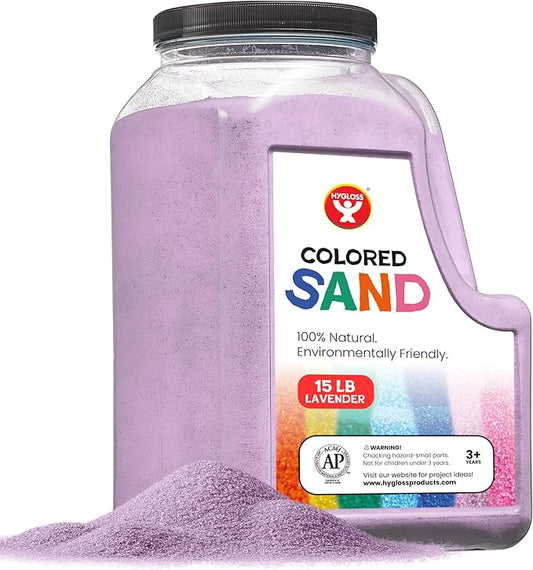 Hygloss Colored Play Sand – 15 lb Lavender Craft Sand for Sand Art, Christmas Gifts & Decorations, DIY Projects, Classroom Activities, and Plant Décor – Fine, Non-Toxic Sand, Safe for Kids Ages 3+