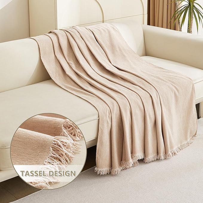 MYSKY HOME Oversized Armchair Couch Cover for 1 Cushion Couch, Washable Sofa Protector, Chair Couch Covers with Tassel Sofa Covers Sofa Throws Sofa Slipcovers Futon Cover for Pet, Kid, 71"X91", Khaki