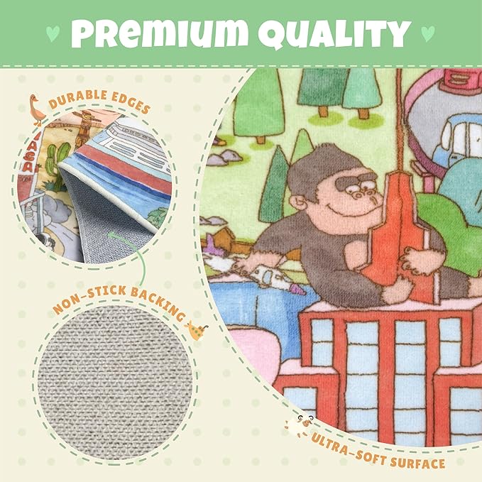 Large 8x10 Kids Rug – North America Geography Carpet with Landmarks, Wildlife & U.S. Presidents – Giant Educational Play Mat for Homeschool, Daycare, Classroom, or Pretend Play Area