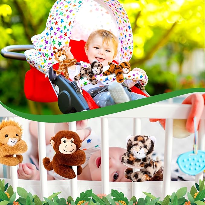 6 Pack Stuffed Animal Slap Bracelets Plush Animal Snap Bracelets Cute Wrist Slap Band Toy Wrist Animals Wrist Pets Slap Bracelet Wrist Toy for Kids Boys Girls Birthday Gifts Party Favors