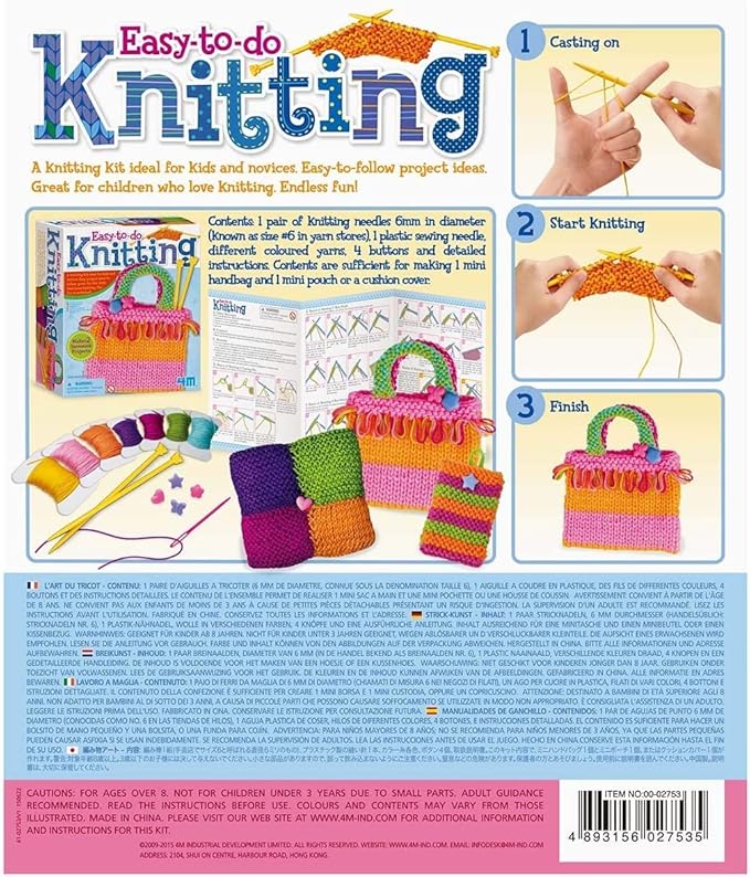 4M Easy-to-do Knitting Art Kit (3593), white pink