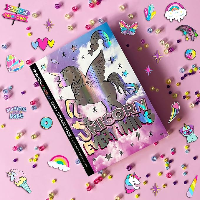 Fashion Angels Unicorn Sticker Book - 1000+ Magical Stickers for Girls - Unicorn Party Favors - Kawaii Unicron Stickers for Laptops, Water Bottles, Scrap Books - Ages 6 and Up