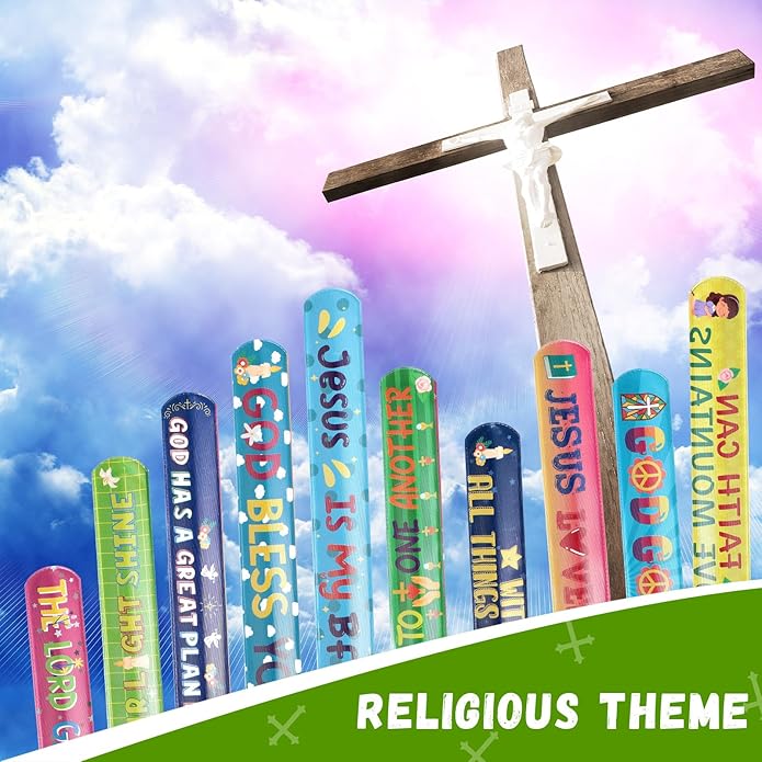 Jenaai Christian Slap Bracelets Religious Party Favors Bible Verses Bracelets Bulk Jesus Loves You Christian Crafts Sunday School Gifts Classroom Prizes