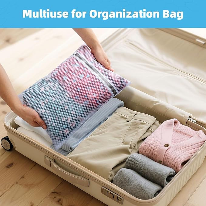 Honeycomb Mesh Laundry Bags for Delicates - 12x16 Inches Medium Washing Bags for Bras, Lingerie, Socks, Baby Clothes - Gentle Wash Protection with Zipper Closure (6)