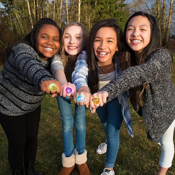 ArtCreativity Light Up Bumpy Rings for Kids, Set of 12, Flashing Accessories for Boys & Girls in Assorted Colors, Light-Up Party Favors for Children, Goodie Bag Fillers and Stocking Stuffers