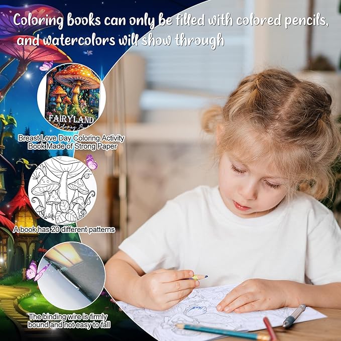 Coloring Book for Adult Coloring Book Bulk, DIY Art Coloring Book for Adult Drawing Book with Flower Words for Party Favors Goodie Bag Filler(24 Pcs,Fairyland)