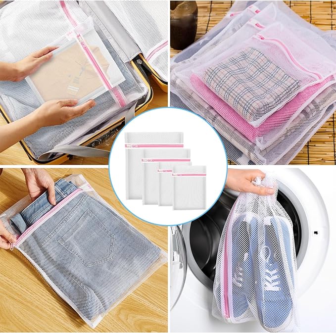 Upgraded Coarse Mesh Laundry Bag - Wash Delicate Lingerie, Garment & Shoe Storage, Travel Essentials - Durable & Breathable，4Pcs, MIAETFH