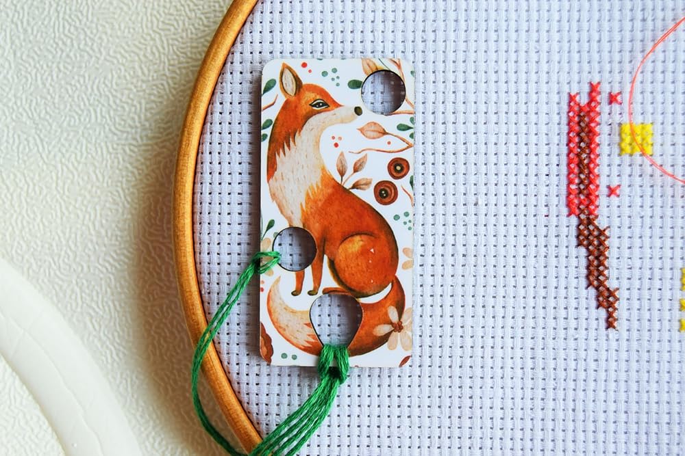 Floss drop for cross stitch fox wooden floss drops cross stitch thread drops organizer floss drop for cross stitch kit fox embroidery floss storage holders for threads cross stitch retreat gifts