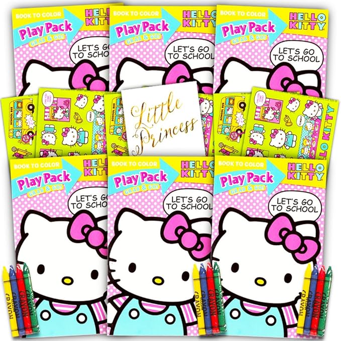 Hello Kitty Ultimate Party Favors Packs -- 6 Sets with Stickers, Coloring Books and Crayons (Party Supplies)