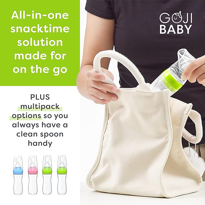 4 oz Silicone Baby Food Dispensing Spoon - 8 Pack - Great for 4+ Month Infants - Includes Stopper - Easy to Use and Mess-Free - Precise Food-Release Feeder-Great for Travel (Multicolored)