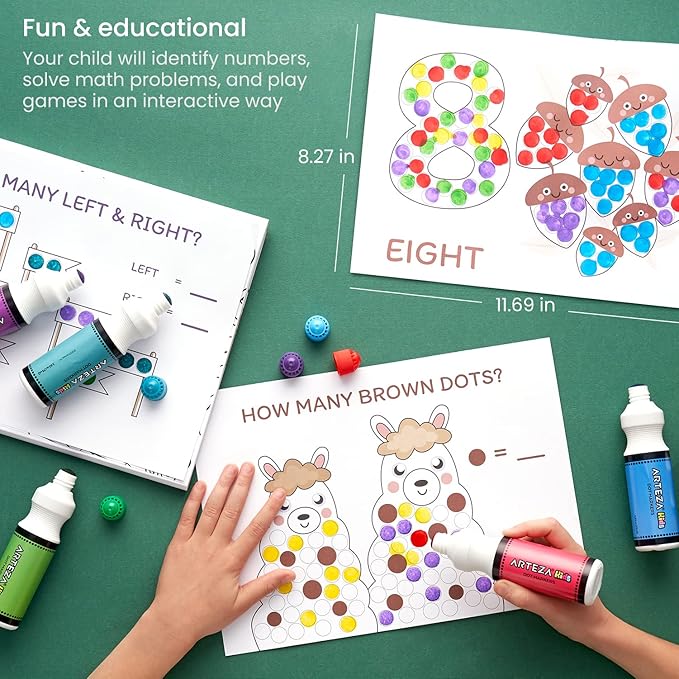 ARTEZA Kids Dot Markers and Kids’ Activity Book, 6 Nontoxic Bingo Daubers