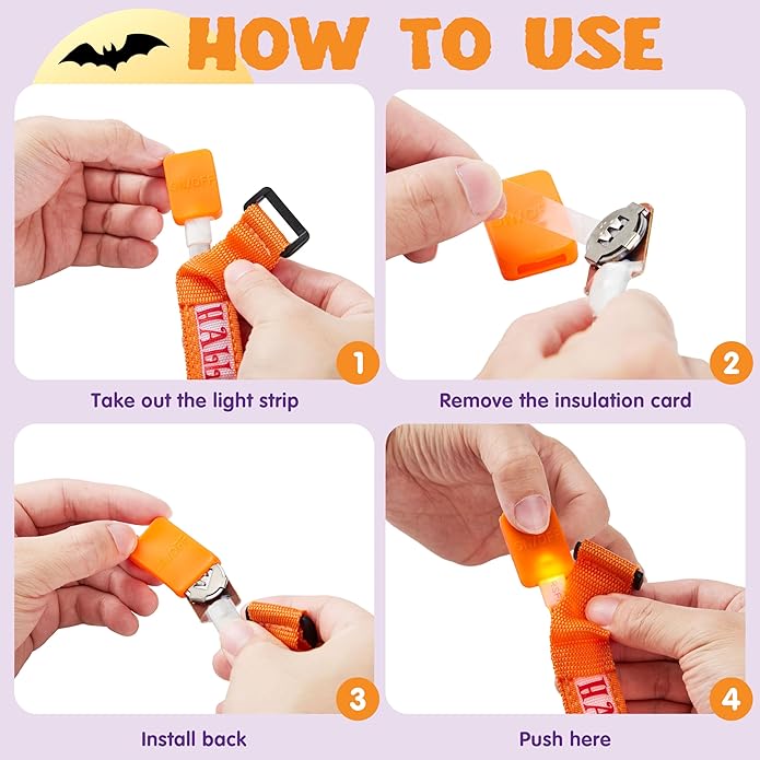 JOYIN 6 PCS Halloween Light Up Bracelets, LED Glow Flashing Wristband Toys for Kids, Glow in The Dark, Slender Wrists, Trick or Treat for Concerts, Sports, Night Events, Game Prizes, Party Favors