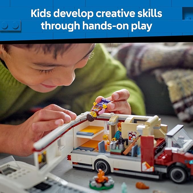 LEGO City Holiday Adventure Camper Van Building Toy Set - Vacation Toy for Kids, Boys and Girls, Ages 6+ - Includes 3 Minifigures and Accessories - Gift Idea for Birthdays and Holidays - 60454