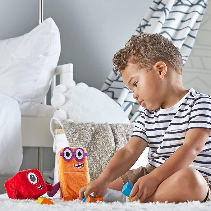 hand2mind Numberblocks One & Two Playful Pals Plush, Numbers for Toddlers, Preschool Math Learning Toys, Stuffed Animal Plushies, Counting Blocks Stuffies, Kids Birthday Gifts, Easter Basket Stuffers