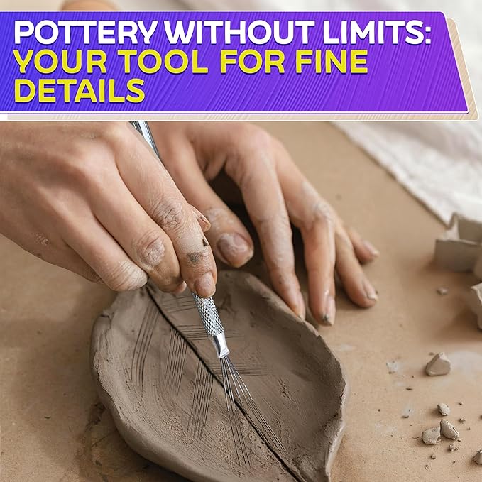 2Pcs Scoring Tool Pottery Carving Tools - Polymer Clay Tools Sculpting Kit Pottery Tools and Supplies Pottery Needle Tool Clay Sculpting Tools - Pottery Trimming Tools Clay Molding Tools Ceramic Tools