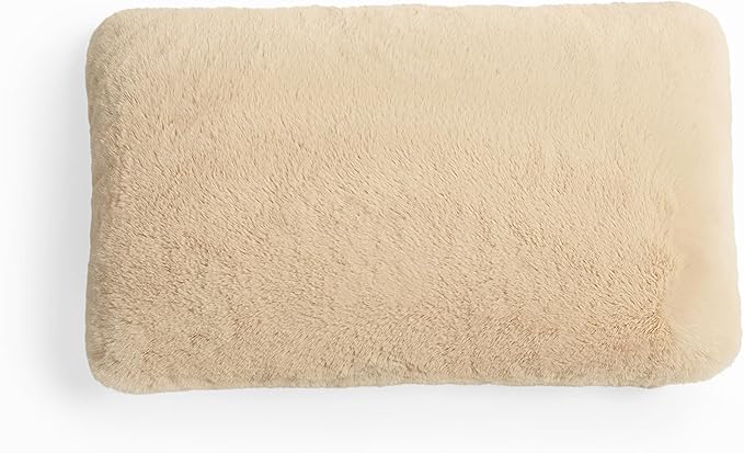 UnHide Squish Lumbar Pillow - Faux Fur Pillow - Extra Soft Throw Pillow - Rectangular Shaped, Polyester Fill - Machine Washable - Perfect for Living Room Or Bedroom - 10” x 18” - Beige Bear