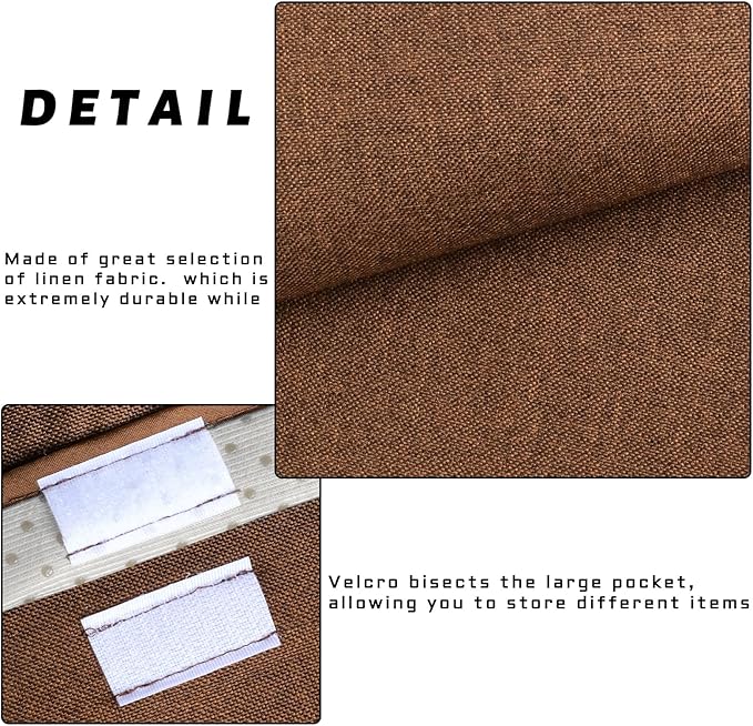 NB Sofa Armrest Organize remote holder bedside caddy organizer with 5 pockets，non-slip couch remote control holder couch armchair caddy accessories (Brown, 35"x12.4")