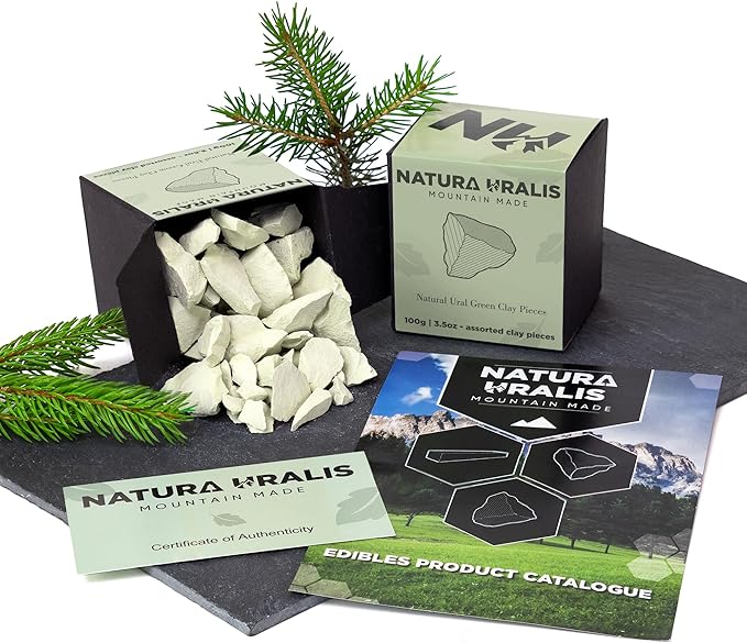 Ural Green Clay | 3.5oz of Natural Green Clay, Pastel to Verdant Green - Amazing Crunch, Satisfying Earthy, Velvety and Firm Texture, ASMR Sensation