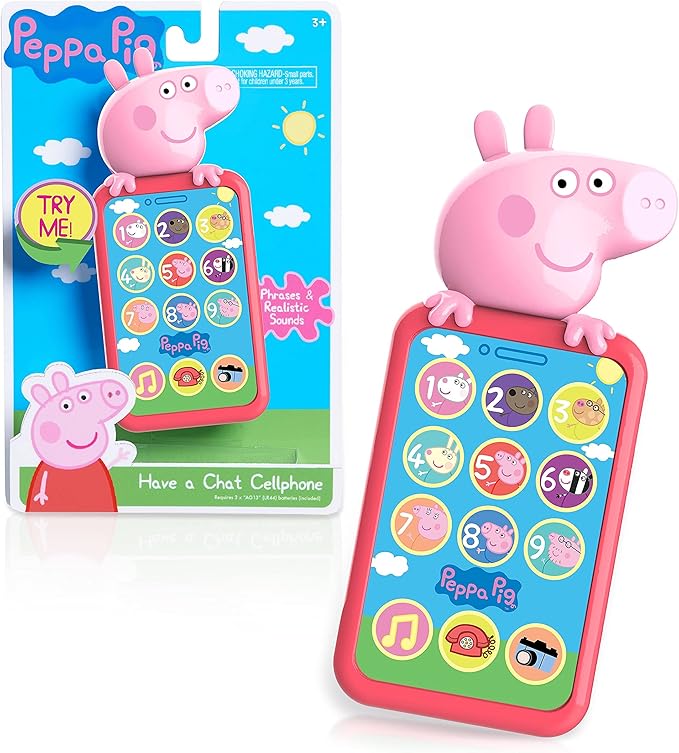 Just Play Peppa Pig Have a Chat Cell Phone, Toy Phone with Realistic Sounds and Light Up Buttons, Kids Toys for Ages 3 Up