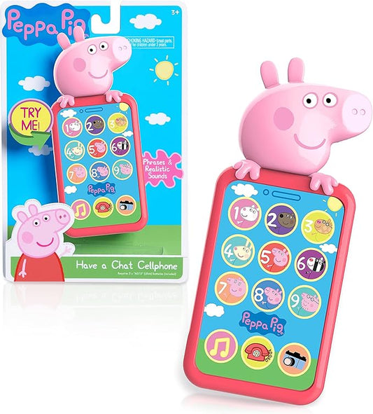 Just Play Peppa Pig Have a Chat Cell Phone, Toy Phone with Realistic Sounds and Light Up Buttons, Kids Toys for Ages 3 Up