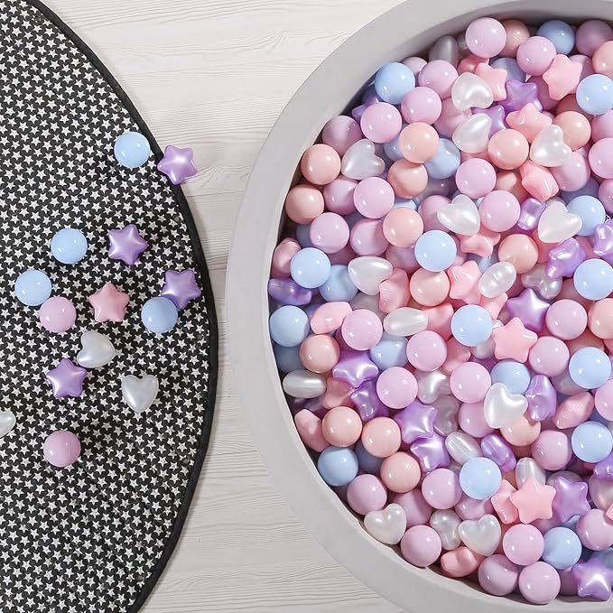 GOGOSO Ball Pit Balls,Plastics Balls for Ball Pit, Stars Hearts Shape for PastelBall for Toddlers Kids