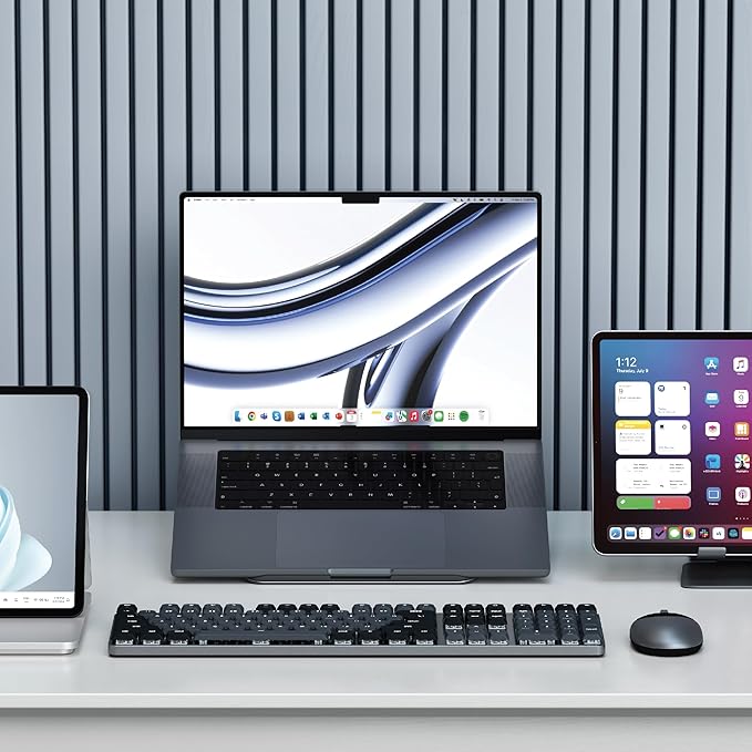 Satechi SM3 Mechanical Keyboard for Mac and Windows, 108 Keys Full Size with White LED Backlit, Wired and Bluetooth for Mac and Windows - Dark Gray/Gray