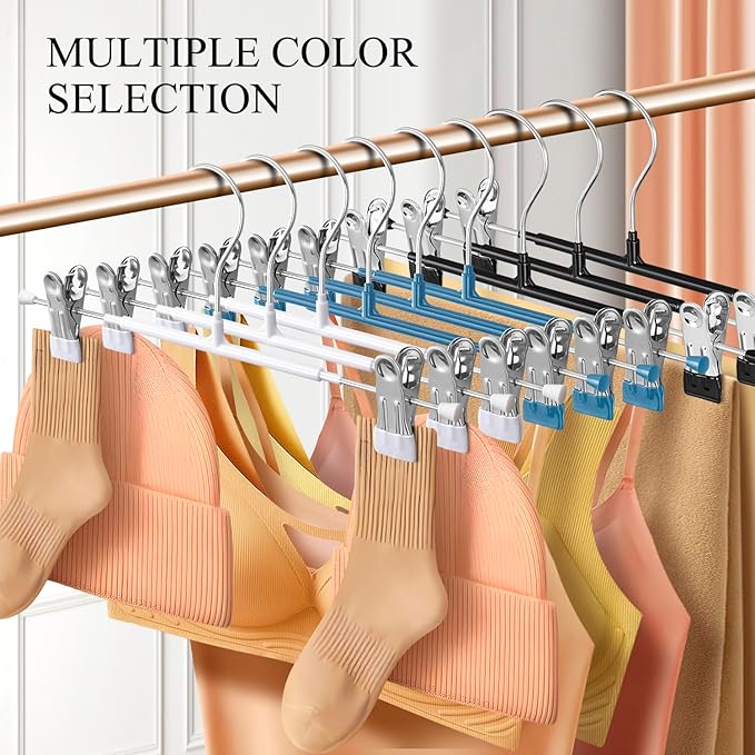 20 Pack 14Inch Heavy Duty Pants Skirt Hangers with Clips,Metal Trousers Hanger for Jeans Black Non Slip Women Shorts Hangers Saving Space Clothing Hanger for Adult,Men,Children,Kid,Baby