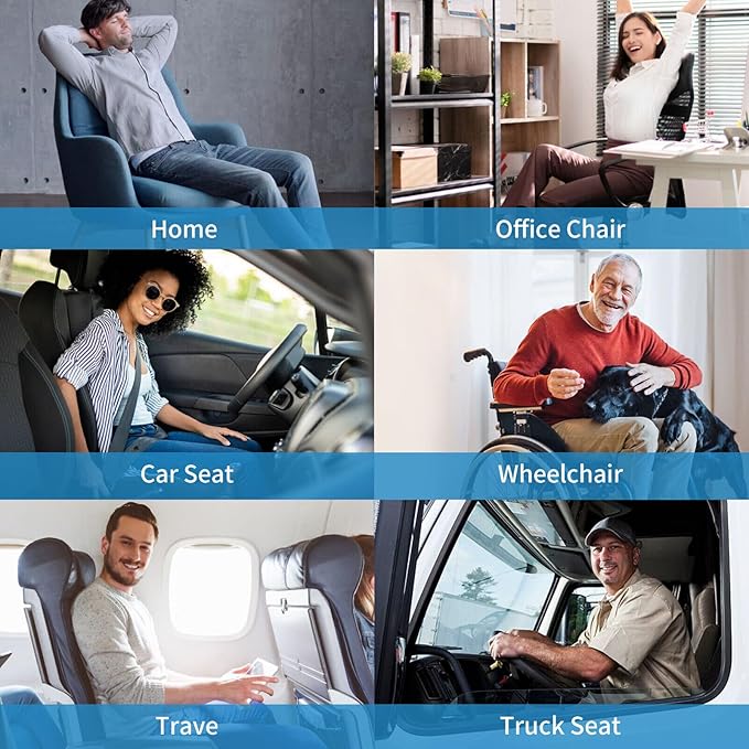 Seat Cushion for Long Sitting, Cooling Gel Memory Foam Seat Cushion - Back, Sciatica, Coccyx, Tailbone Pain Relief - for Office Chairs, Car Seat, Wheelchair Sitting Cushion (Grey)