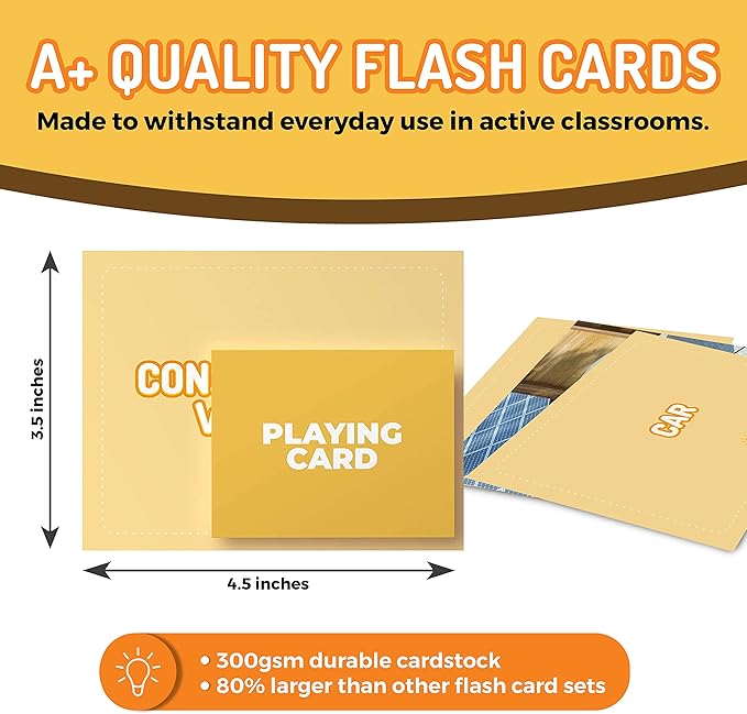 300 Noun Vocabulary Builder Flash Cards, Photo Cards with Learning Games and Teaching Materials for Speech Therapy, ESL, Preschool, Homeschool, Toddlers, Adults, Autism, Dementia, ABA, and Aphasia