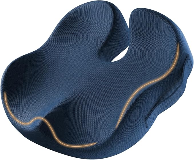 ProtoArc Seat Cushion, Office Chair Cushion for Sciatica, Coccyx Cushion, Ergonomic Memory Foam Seat Cushion for Car, Home, Pressure Relief Pad for Hip, Tailbone, All Day Comfort - Navy