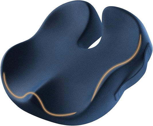 ProtoArc Seat Cushion, Office Chair Cushion for Sciatica, Coccyx Cushion, Ergonomic Memory Foam Seat Cushion for Car, Home, Pressure Relief Pad for Hip, Tailbone, All Day Comfort - Navy