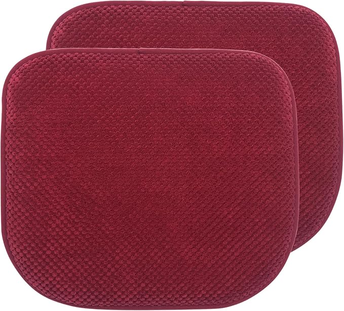 Wine Red Foam Seat Cushions Kitchen Chairs Pads for Dining Chairs 2 Pack Non Slip Patio Seat Cushions Washable U Shaped Soft Thick Large Metal Wooden Chair Cushions,17" x 15"