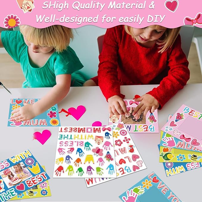 30 Packs Mother's Day Picture Frame Craft Kits for Kids Mother's Daytime DIY Craft Flower Bee Butterfly Easter Art Favor Home Classroom Game Activities Bulletin Board Decoration