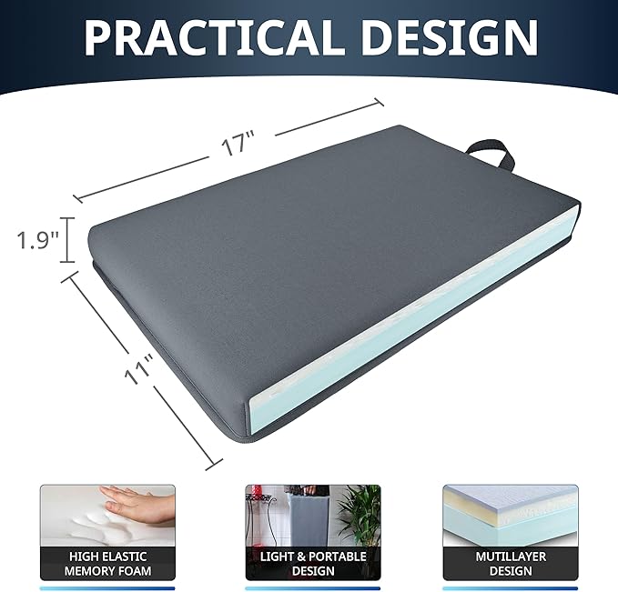 Garden Kneeling Pad for Knee, Extra Thick Kneeling Pad, Bath Kneeler Pad, Water Resistant Soft Memory Foam Cushioning for Workout, Yoga, Bathing, Physical Therapy, Prayer Pillow, Dark Gray