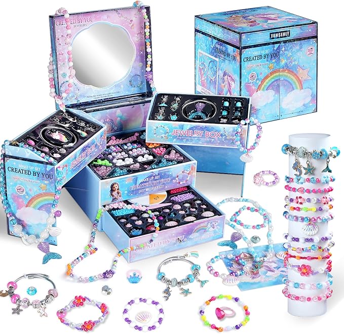 FUNSENLY 2000pcs Charm Beads Bracelet Making Kit for Girls, Jewelry Making Kit for Girls 4-6 8-12, Valentines Day Gift for Kids Girls, Arts and Crafts Girls Toys for Kids Age 4-8 8-12