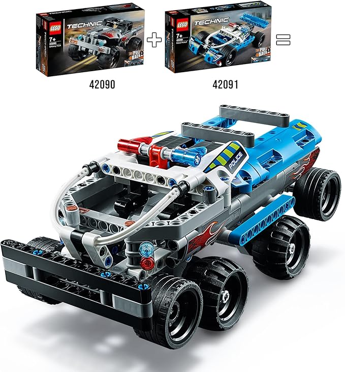 Technic Getaway Toy Truck, Pull-Back Motor, Monsters Truck Model, Vehicle Toys for Kids