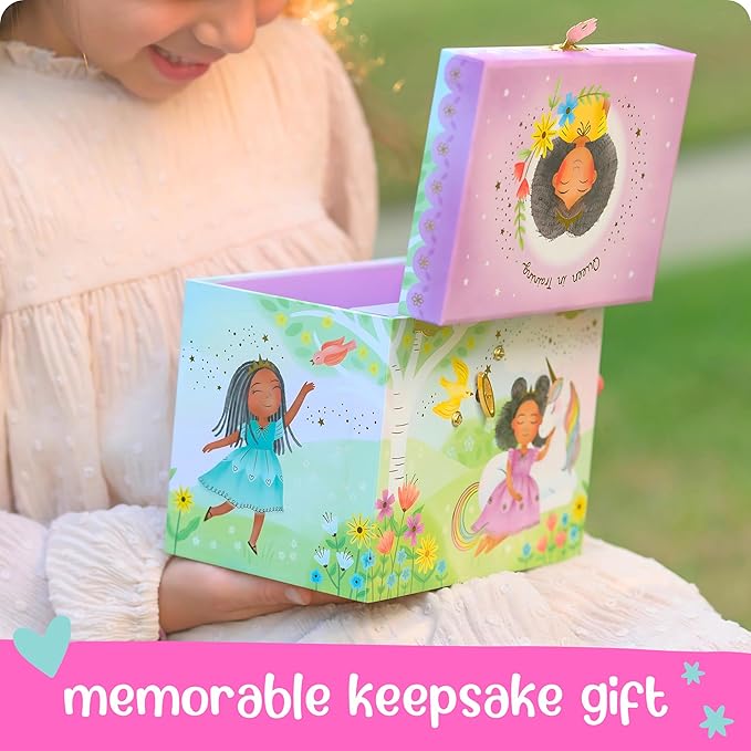 Giggle & Honey Musical Ballerina Jewelry Box for Girls - Kids Dancing Ballerina Music Box with Mirror, Black Ballerina Gifts for Little Girls, Childrens Birthday Gift, Ages 3-10