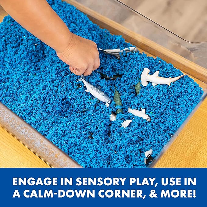 Educational Insights Playfoam Pluffle for Sensory Bins 4-Pack - Red, Blue, Orange & Black Sensory Bin Filler for Sensory Table, Great for Sensory Play