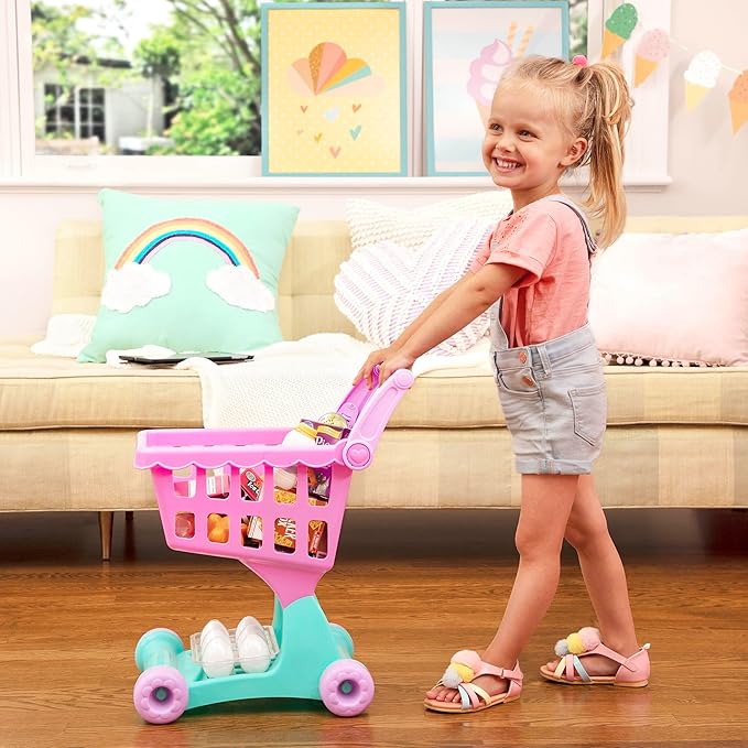 Battat- Play Circle- Shopping Cart & Grocery Set For Kids – Toy Food – Play Kitchen- Pretend Play- 3 years +